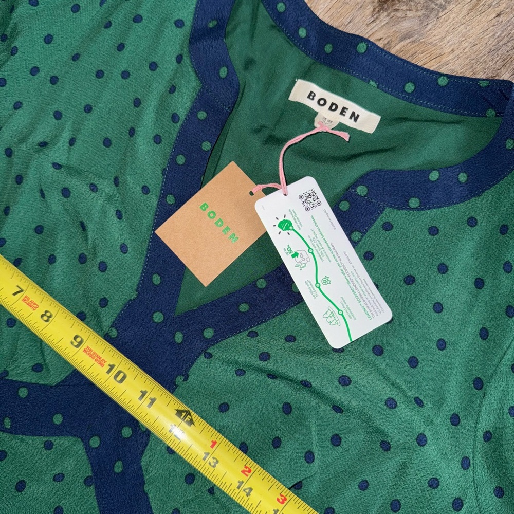 Boden Green Midi Dress with Navy Trim - Picture 10 of 16
